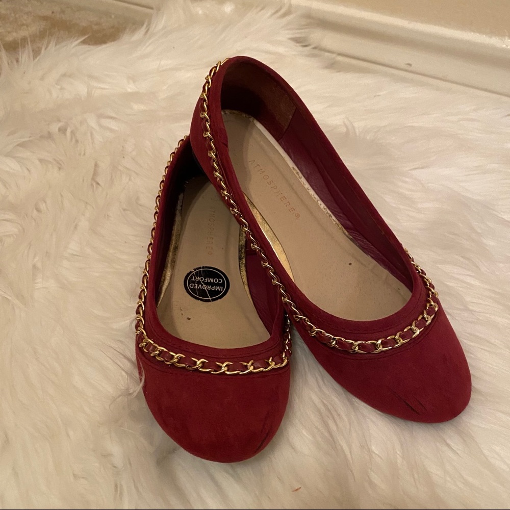 Primark Atmosphere Burgundy Chain Suede Flats 7